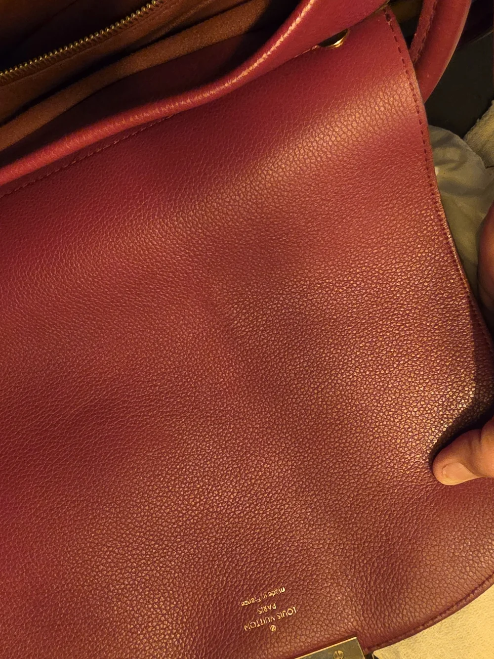 Louis Vuitton Brown Monogram Shoulder Bag with Burgundy Accents